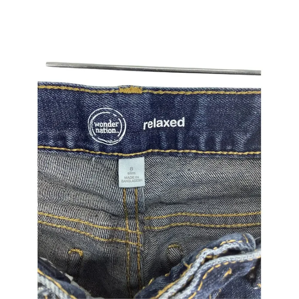 Wonder Nation Boys Dark Wash Blue Relaxed Slim Fit Denim Jeans Kids Youth Size 8